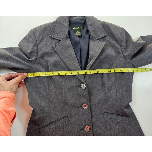 Eddie bauer size 2 grey proffesional 3 button blazer long sleeve office ^ - Picture 7 of 8